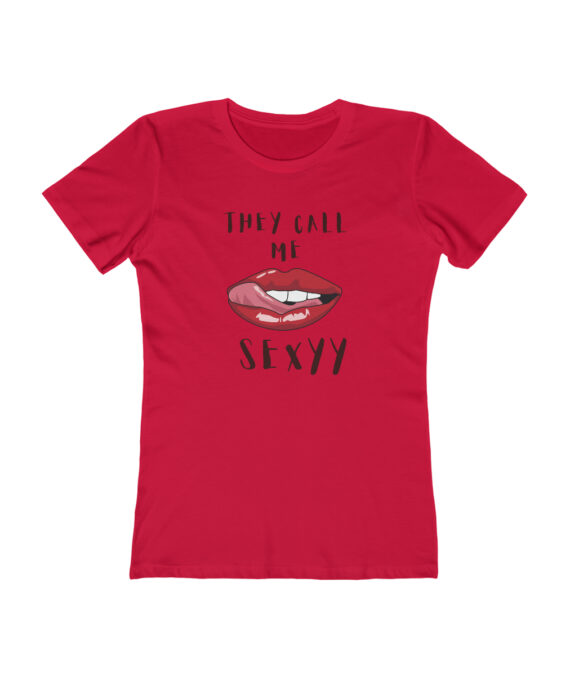 Call Me Sexyy Black Women’s The Boyfriend Tee Black Design